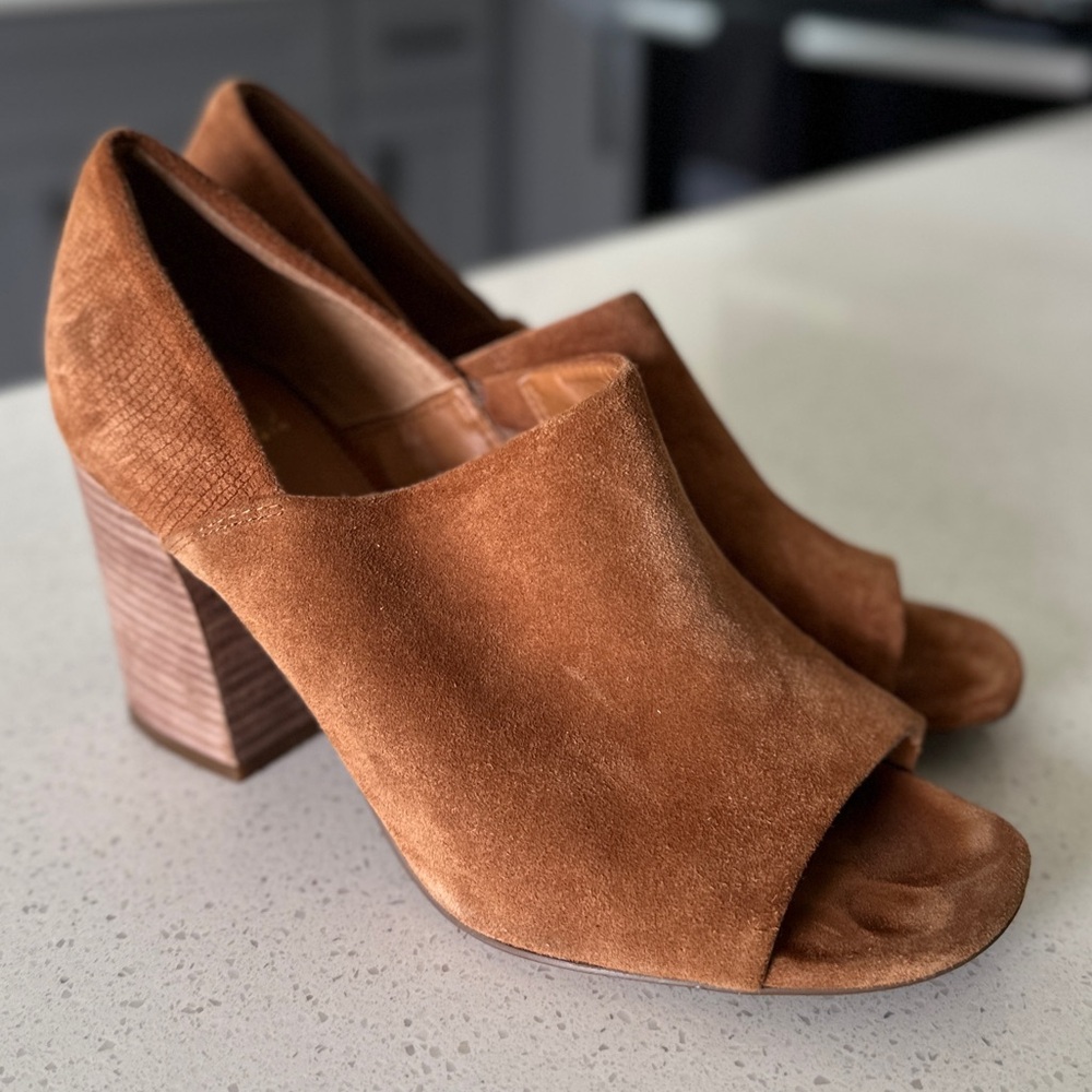Franco Sarto Ellison Mules with Block Heel, brown, Sz 8.5